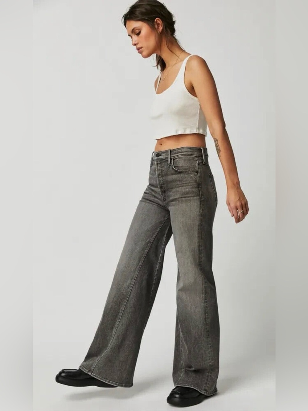 Mother NWT The Enchanter Sneak Wide‎ Leg Wrong Train Place Jeans Women's Sz 26